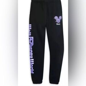 Disney 100 Disneyland Resort Jogger Sweatpants Black Purple Fireworks Size M